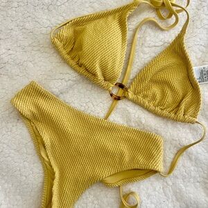 H&M Mustard Textured Bikini Set
